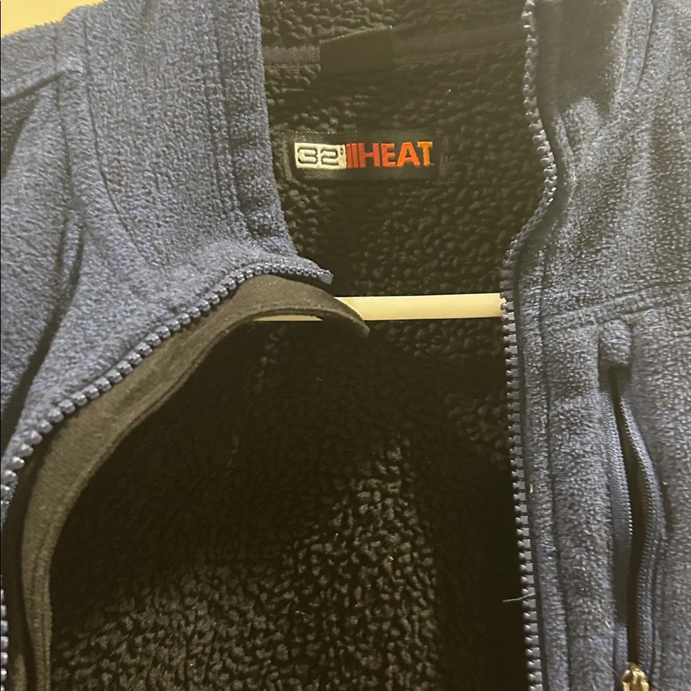 32 Degrees Heat kids Fleece Sherpa lined ZipUp Jacket pockets Size XS (5/6) blue
